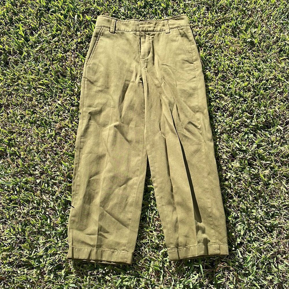 [Vince] Green Cropped Wide Leg Trousers - Size 2